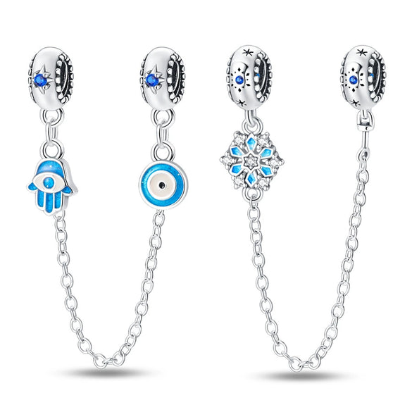 925 Silver Plated Luminous Safety Chain Bracelet With Dripping Oil Design