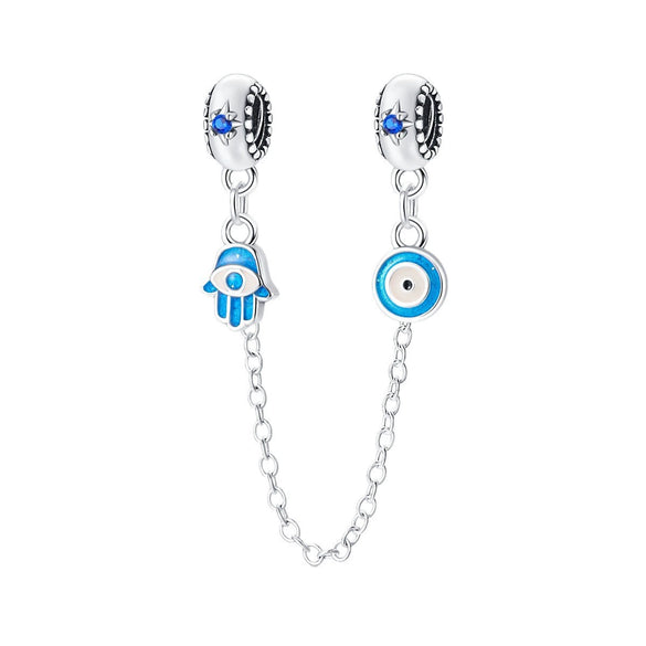 925 Silver Plated Luminous Safety Chain Bracelet With Dripping Oil Design