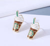 Silver Post Exquisite Korean Fashion Sweet Simple Milk Tea Cup Personalized Ear Studs Wholesale Gooddiy