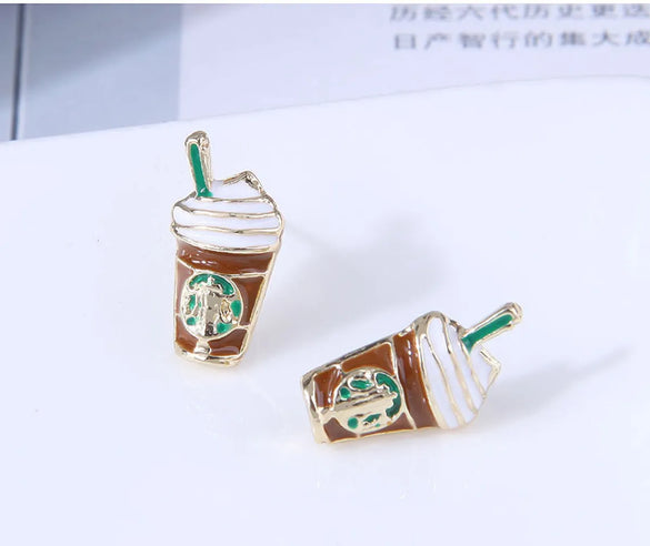 Silver Post Exquisite Korean Fashion Sweet Simple Milk Tea Cup Personalized Ear Studs Wholesale Gooddiy
