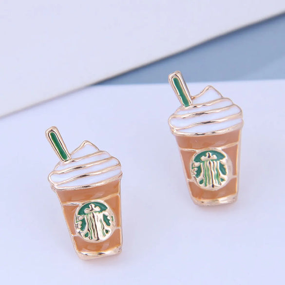 Silver Post Exquisite Korean Fashion Sweet Simple Milk Tea Cup Personalized Ear Studs Wholesale Gooddiy