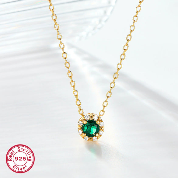 925 Silver Retro Simple Elegant Clavicle Chain With Geometric Zircon Electroplated Women's Necklace