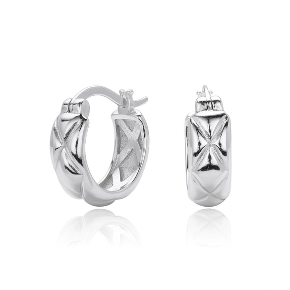Silver 925 Rhombus Design Electroplated Women's Earrings
