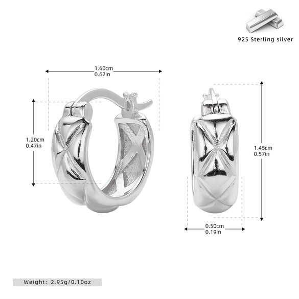 Silver 925 Rhombus Design Electroplated Women's Earrings