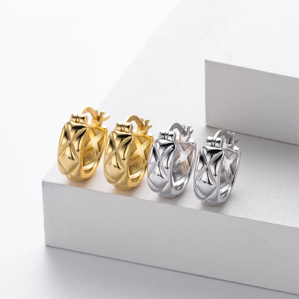 Silver 925 Rhombus Design Electroplated Women's Earrings