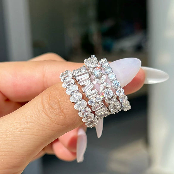 Silver Ring Geometric Light Luxury Electroplating Oval For Women