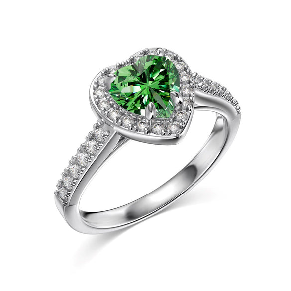 Silver Ring Jewelry Women S925 Sterling Silver Electroplated Heart Shape Diamond Geometric
