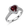 Silver Ring Jewelry Women S925 Sterling Silver Electroplated Heart Shape Diamond Geometric