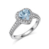 Silver Ring Jewelry Women S925 Sterling Silver Electroplated Heart Shape Diamond Geometric