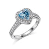 Silver Ring Jewelry Women S925 Sterling Silver Electroplated Heart Shape Diamond Geometric