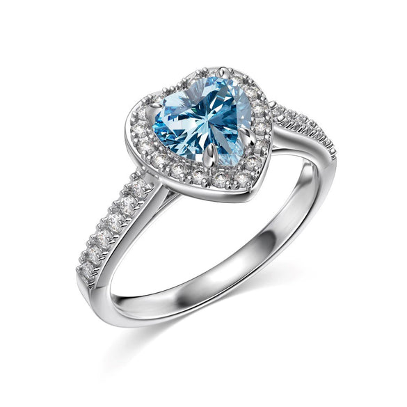 Silver Ring Jewelry Women S925 Sterling Silver Electroplated Heart Shape Diamond Geometric
