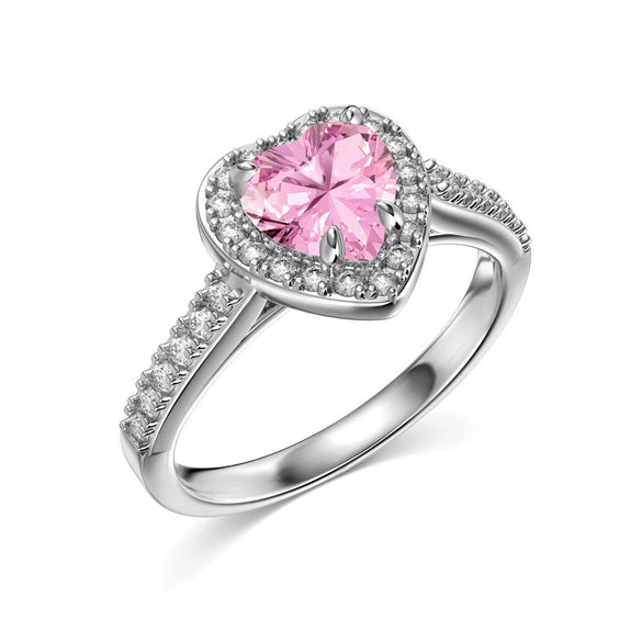 Silver Ring Jewelry Women S925 Sterling Silver Electroplated Heart Shape Diamond Geometric
