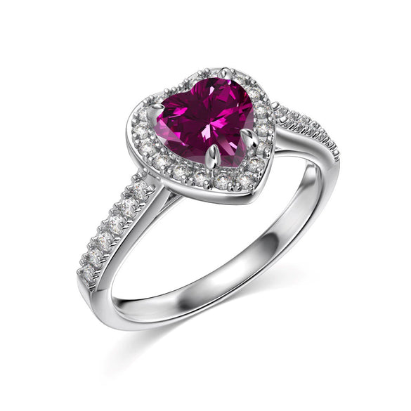Silver Ring Jewelry Women S925 Sterling Silver Electroplated Heart Shape Diamond Geometric