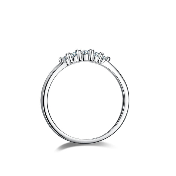 Silver Ring Moissanite Diamond Geometric Style