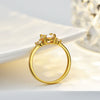 Silver Ring Moissanite Round Geometric Seiko Plated 14K