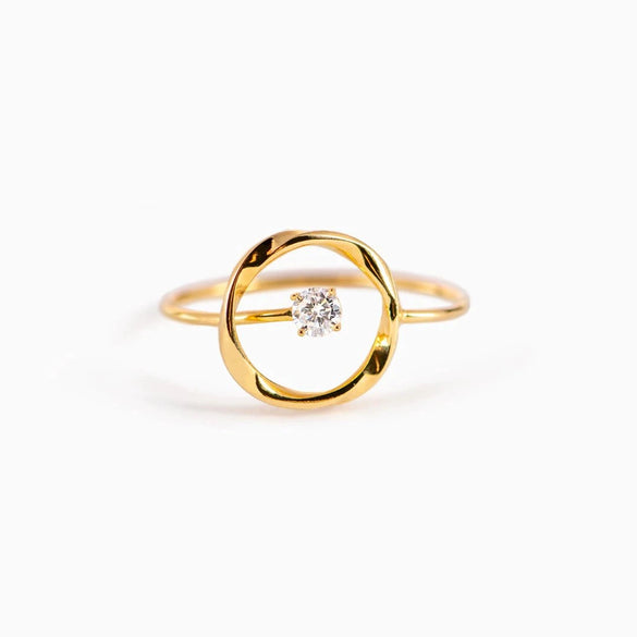 Silver Ring With Geometric Design And Inlaid Zircon Electroplating Process