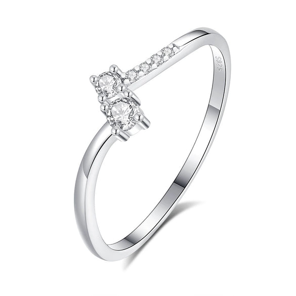 Silver Ring Women's Niche Design Trendy Cold Style Geometric Diamond