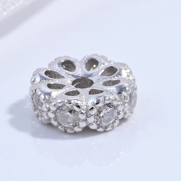 Silver Round Bead Diy Bracelet And Necklace Material With Gear And Petal Shapes