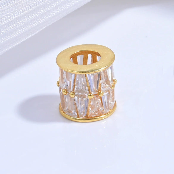 Silver Round Beads Spacer Beads For Diy Bracelet Necklace With Zirconia Light Luxury Style