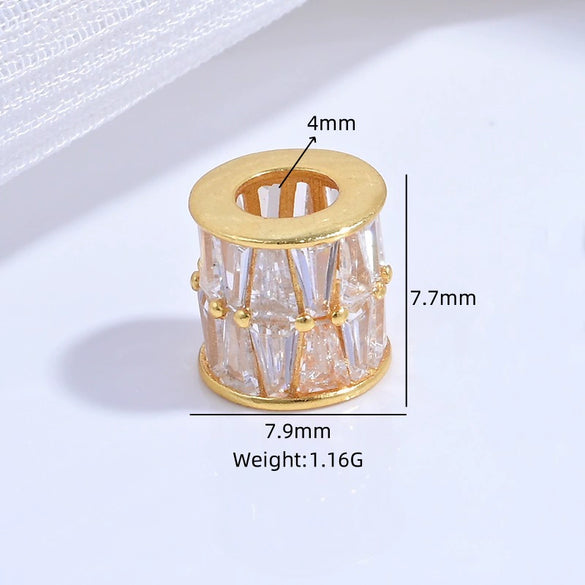 Silver Round Beads Spacer Beads For Diy Bracelet Necklace With Zirconia Light Luxury Style
