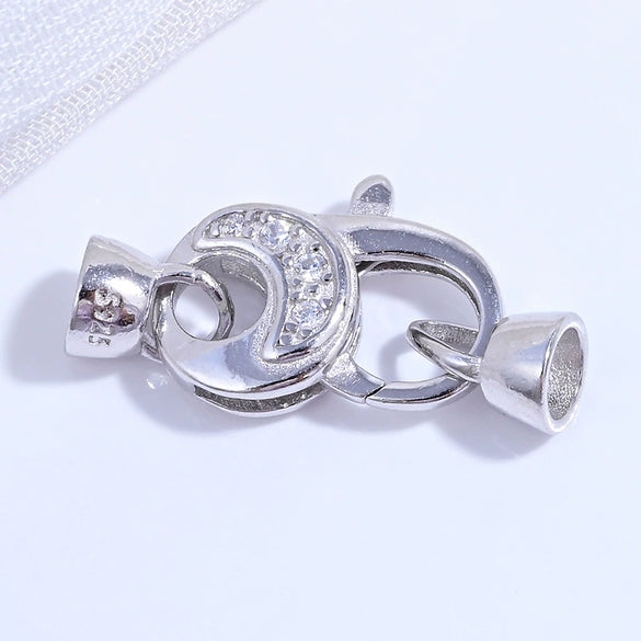 925 Silver Round Crescent Horseshoe Connecting Buckle Diy Handmade Zirconia Beaded Bracelet Necklace Universal Spring Buckle