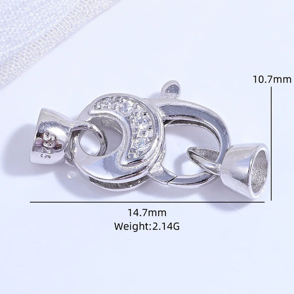 925 Silver Round Crescent Horseshoe Connecting Buckle Diy Handmade Zirconia Beaded Bracelet Necklace Universal Spring Buckle
