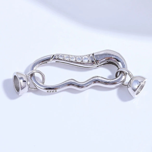 925 Silver Round Crescent Horseshoe Connecting Buckle Diy Handmade Zirconia Beaded Bracelet Necklace Universal Spring Buckle
