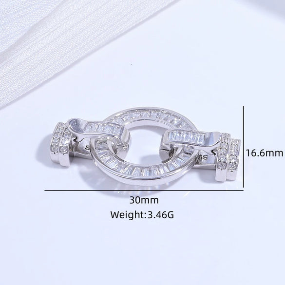 925 Silver Round Crescent Horseshoe Connecting Buckle Diy Handmade Zirconia Beaded Bracelet Necklace Universal Spring Buckle