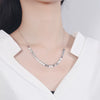 925 Silver Round Tassel Necklace For Women Simple Elegant Geometric Pendant Cross Chain Electroplated Collarbone Jewelry