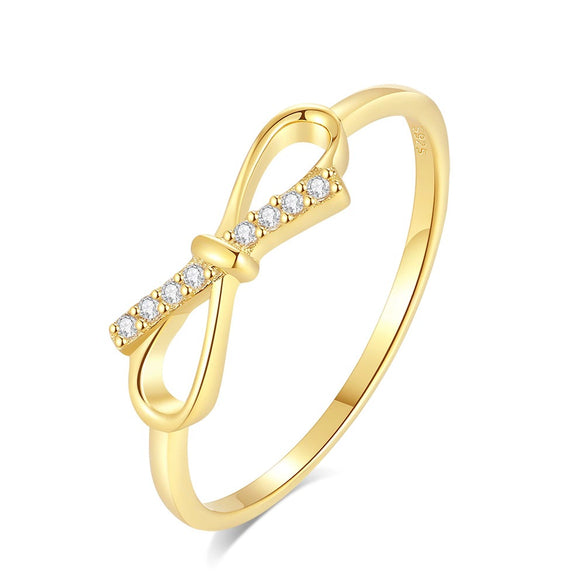 Silver S925 Bow Ring With Diamondencrusted Design For Women