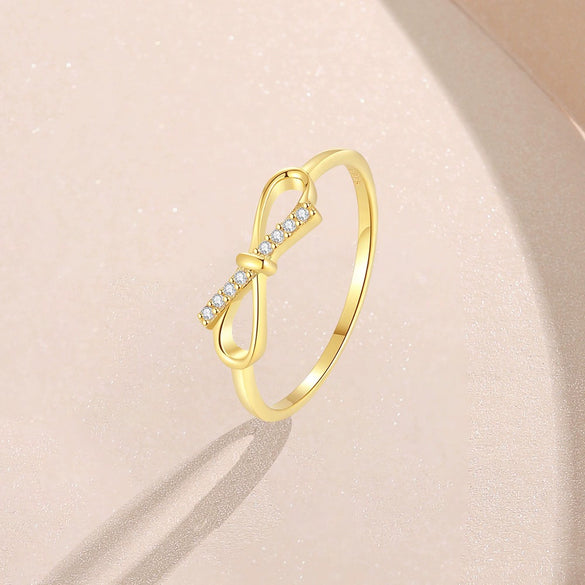 Silver S925 Bow Ring With Diamondencrusted Design For Women