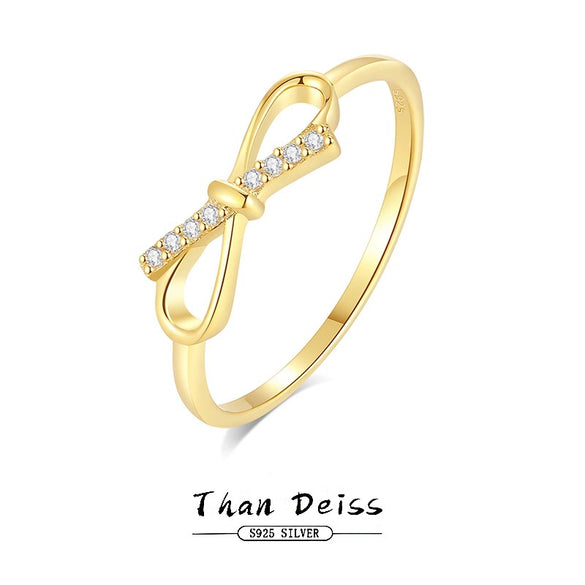 Silver S925 Bow Ring With Diamondencrusted Design For Women