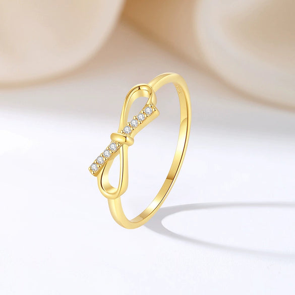 Silver S925 Bow Ring With Diamondencrusted Design For Women
