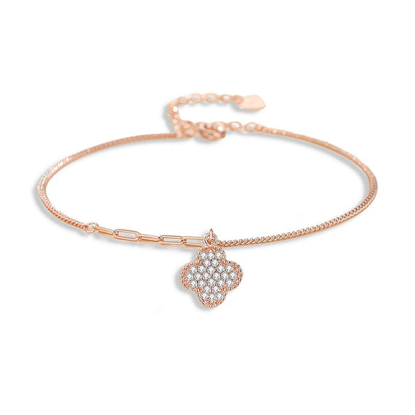 Silver S925 Four Leaf Clover Bracelet For Women Electroplated