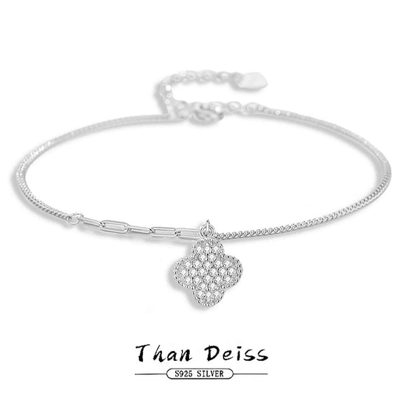 Silver S925 Four Leaf Clover Bracelet For Women Electroplated
