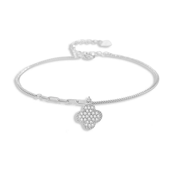 Silver S925 Four Leaf Clover Bracelet For Women Electroplated
