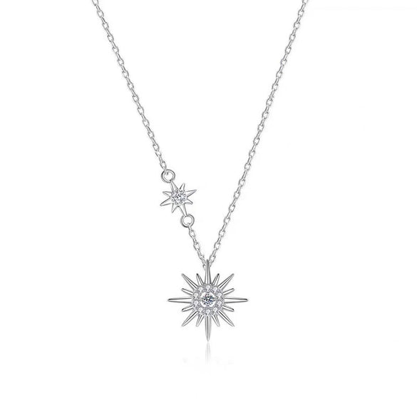 Silver Sixpointed Star Pendant Clavicle Chain With Electroplating Made Of S925 Sterling Silver For Women