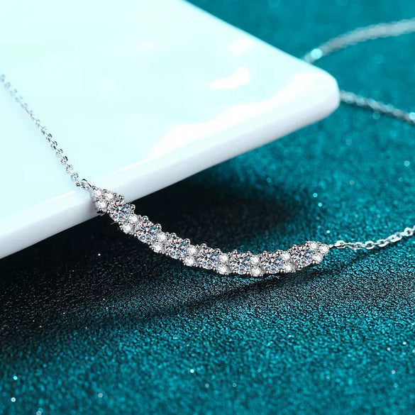925 Silver Smile Pendant Necklace With O Chain Electroplated Simple Fashion Jewelry
