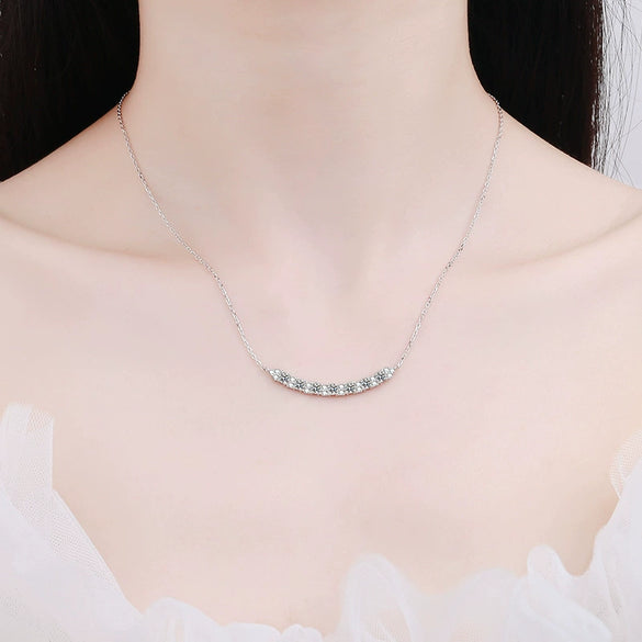 925 Silver Smile Pendant Necklace With O Chain Electroplated Simple Fashion Jewelry