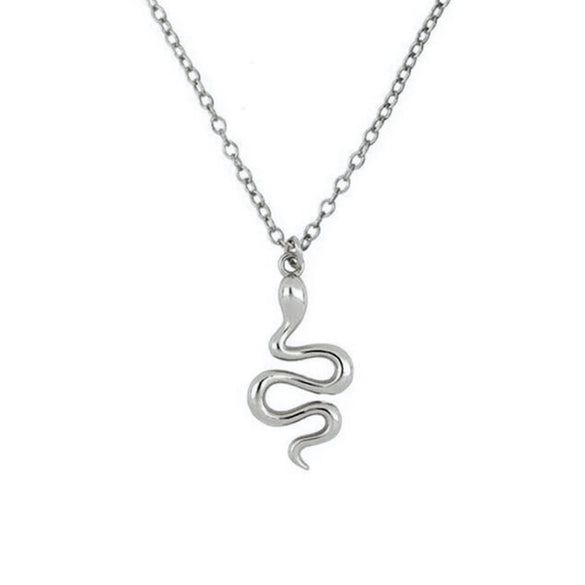 925 Silver Snake Bone Chain Necklace With Electroplated Copper Animal Pendant Retro Unisex Clavicle Jewelry