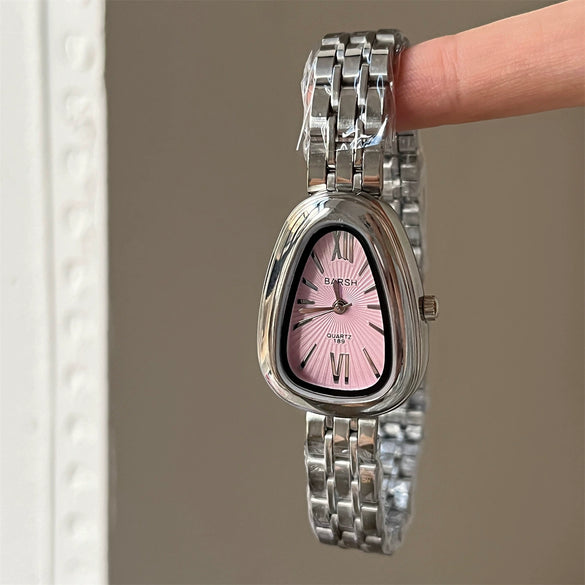 Silver Snake Head Steel Band Women's Simple Retro High End Quartz Watch