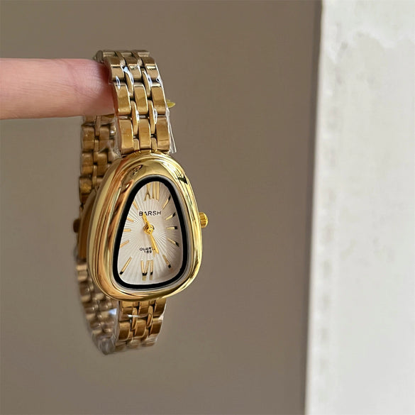 Silver Snake Head Steel Band Women's Simple Retro High End Quartz Watch
