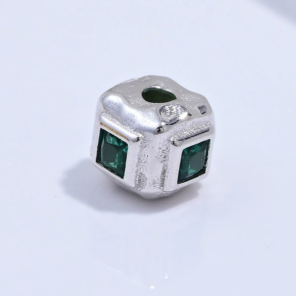 Silver Square Beads Inlaid With Zirconia Pendant Diy Bracelet Necklace