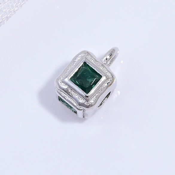 Silver Square Beads Inlaid With Zirconia Pendant Diy Bracelet Necklace