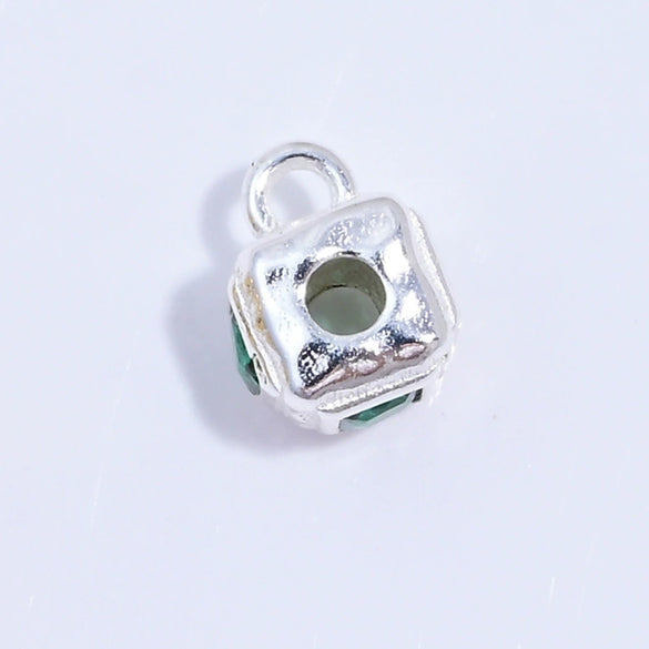 Silver Square Beads Inlaid With Zirconia Pendant Diy Bracelet Necklace