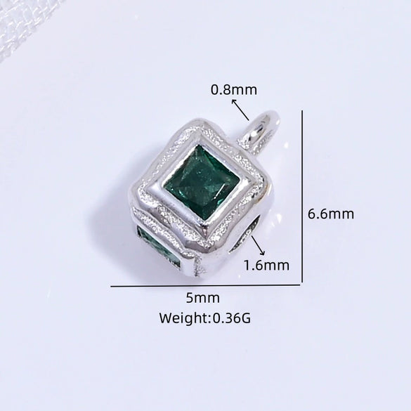 Silver Square Beads Inlaid With Zirconia Pendant Diy Bracelet Necklace