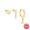 925 Silver Stacking Style Asymmetric Star Moon Lightning Eight Mans Star Pearl Tassel Earrings With Electroplating