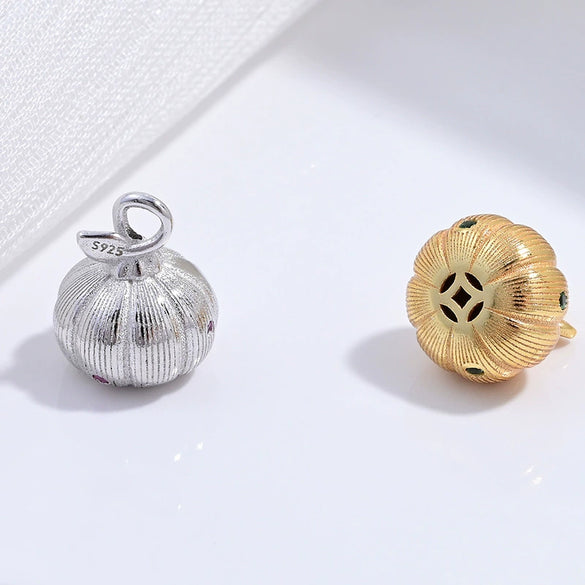 Silver 925 Sterling Geometric Pumpkin Pendant Diy Beaded Crystal Pearl Bracelet With Zirconia