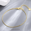 Silver 925 Sterling Simple Round Snake Bone Chain Bracelet With Geometric Pattern Electroplated For Women