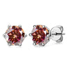 Silver Synthetic Moissanite Round Classic Sixclaw Earrings